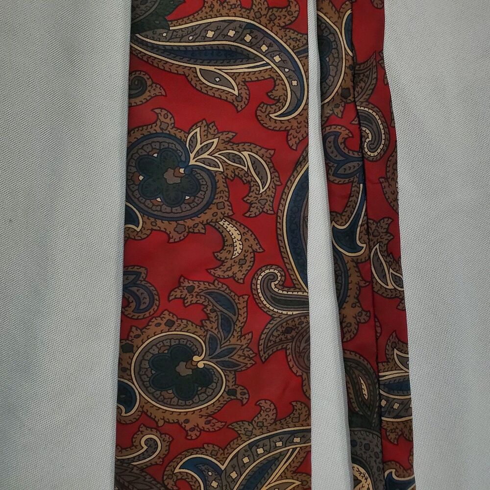 GANT Paisley Silk Tie Mens Burgundy Gold Blue Classic Necktie